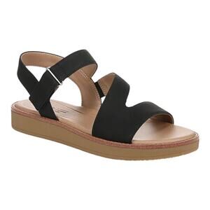 LifeStride Women's Waverly Round Toe Strappy Platform Sandals Black Size 7 1/2 W